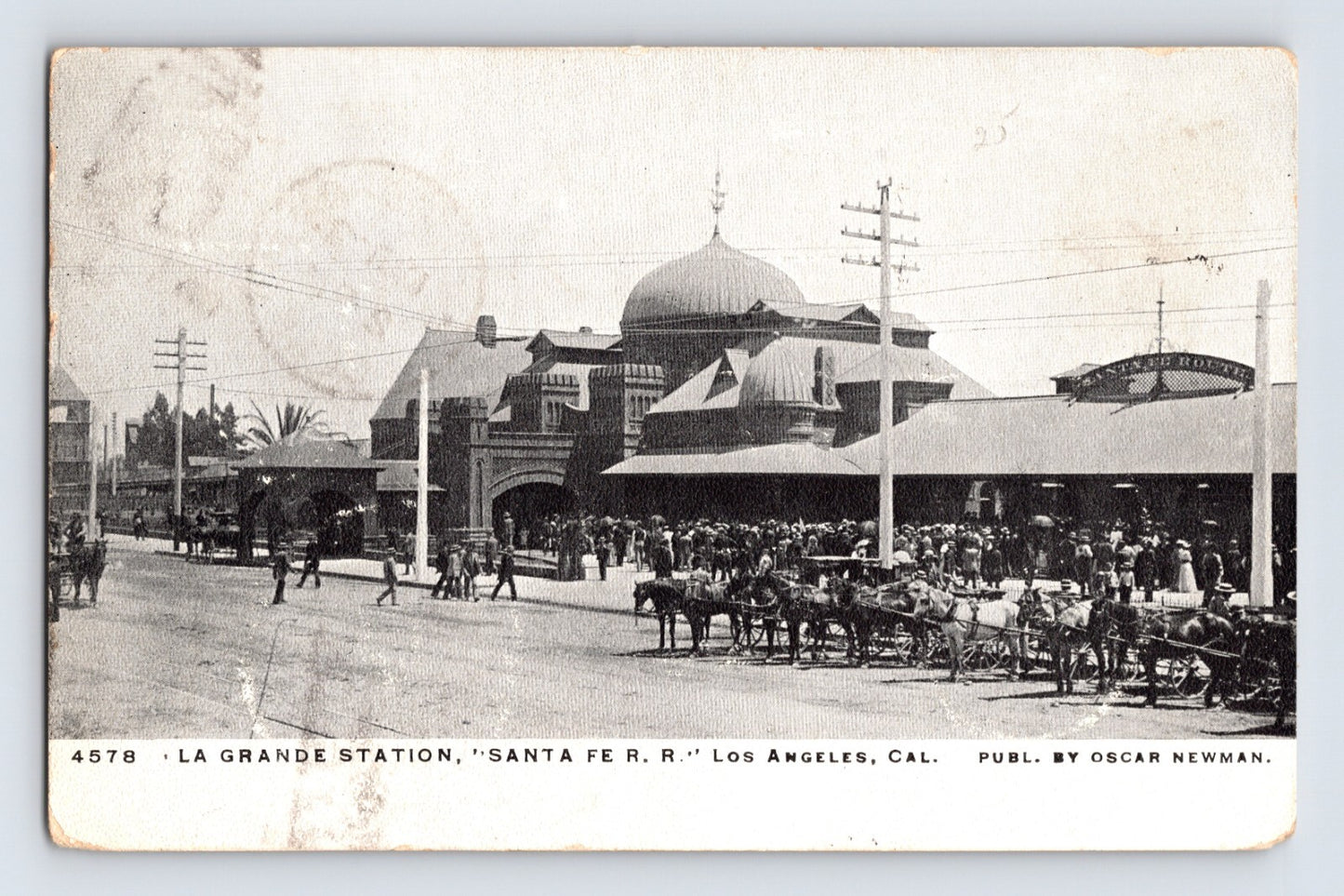Los Angeles California Santa Fe La Grande Station railroad depot postcard 1910s