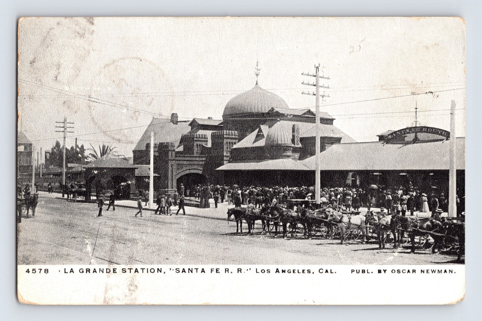 Los Angeles California Santa Fe La Grande Station railroad depot postcard 1910s
