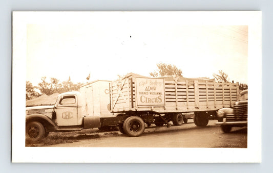 Clyde Beatty Circus 1940s photo semi truck trailer animal transport circus signage