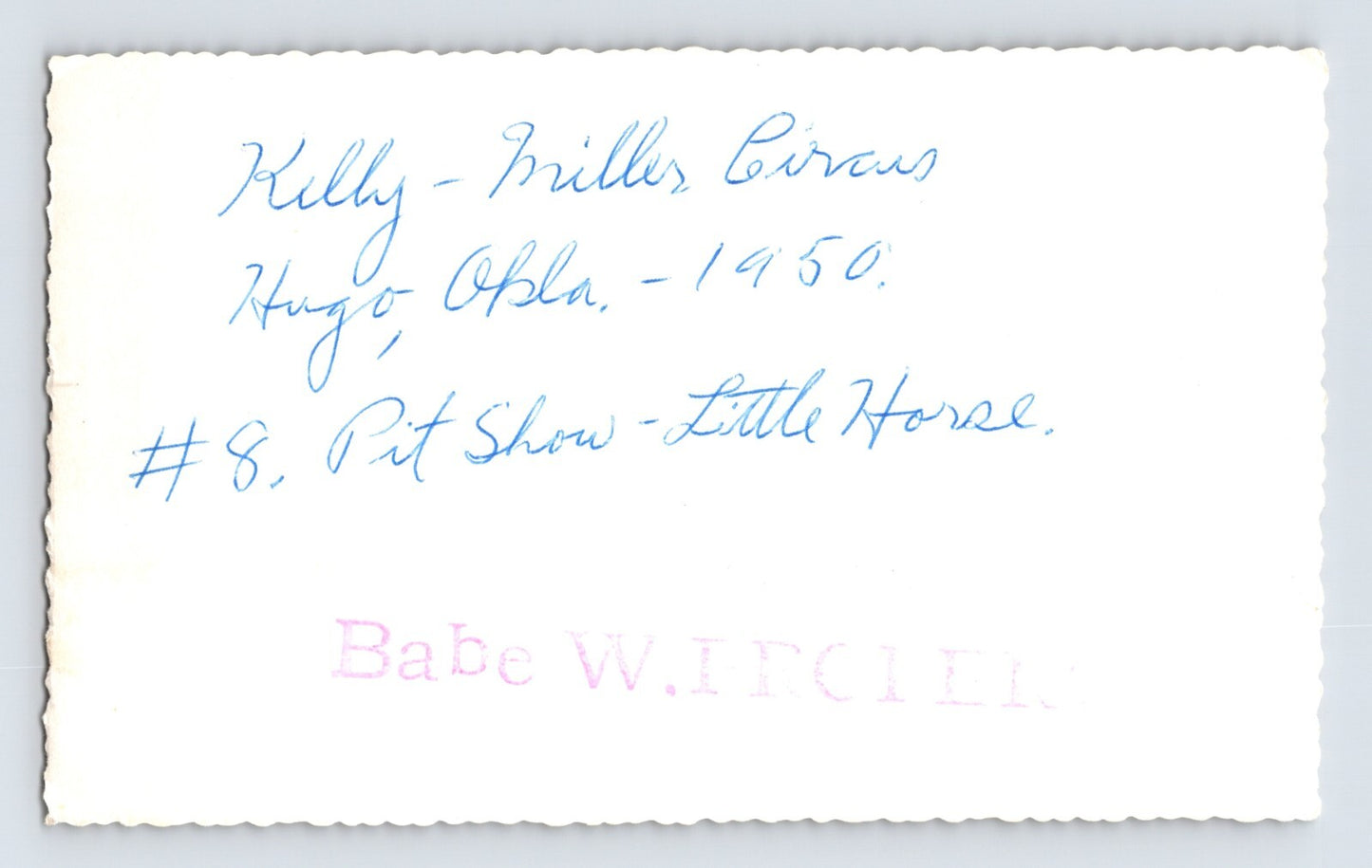 Kelly Miller Circus 1950 Photo Pit Show Wagon Hugo Oklahoma 3.5 x 5.5