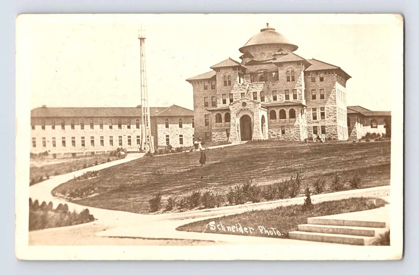 1912 RPPC Battle Mountain Sanitarium Hot Springs South Dakota domed hospital building Schneider Photo