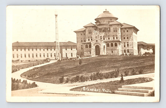 1912 RPPC Battle Mountain Sanitarium Hot Springs South Dakota domed hospital building Schneider Photo