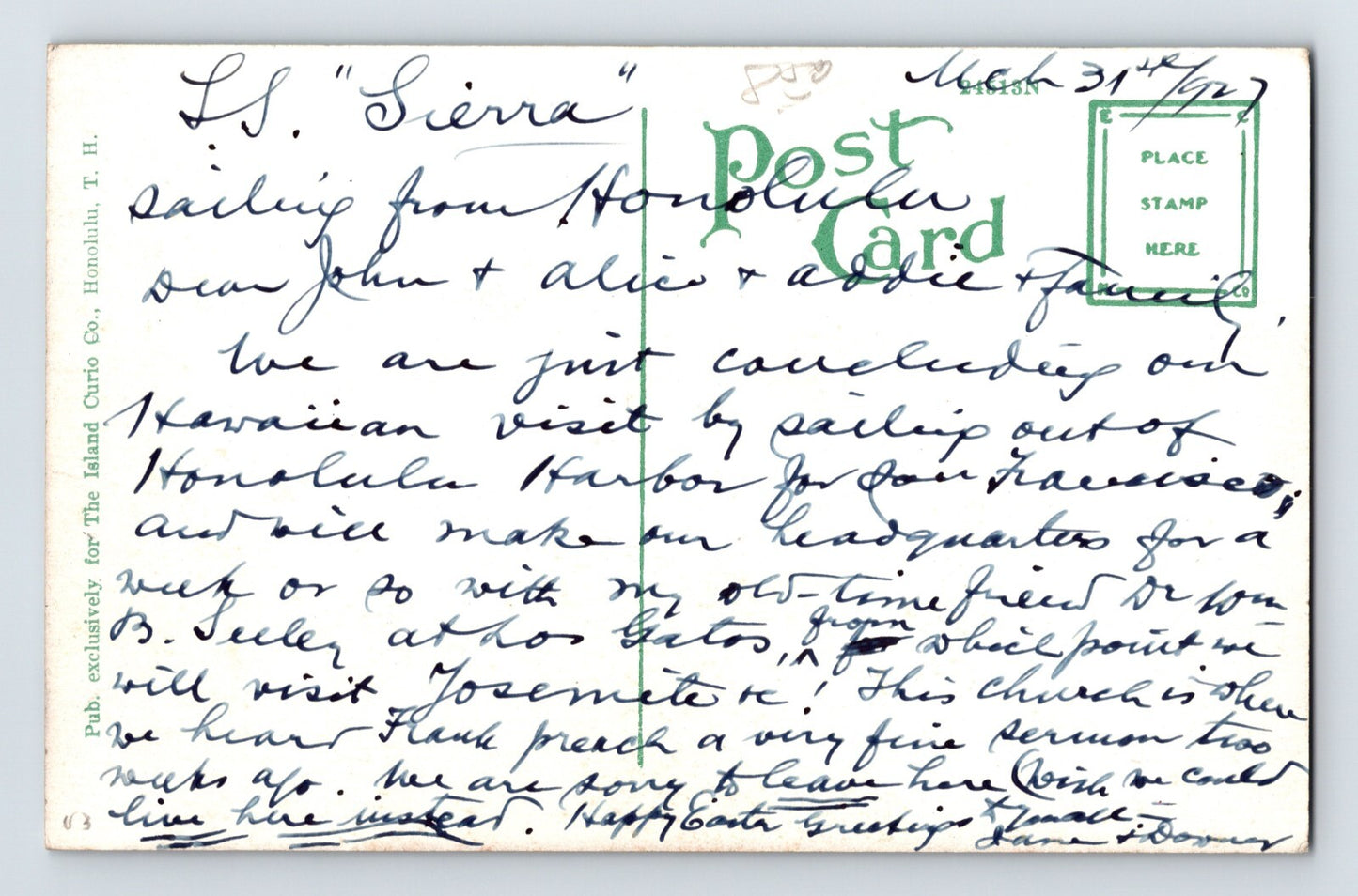 Honolulu Hawaii Mission Memorial Building 1920s Postcard Divided Back Unposted
