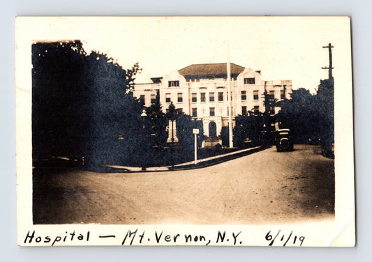 Mount Vernon New York hospital building early automobile street scene 1919 photograph
