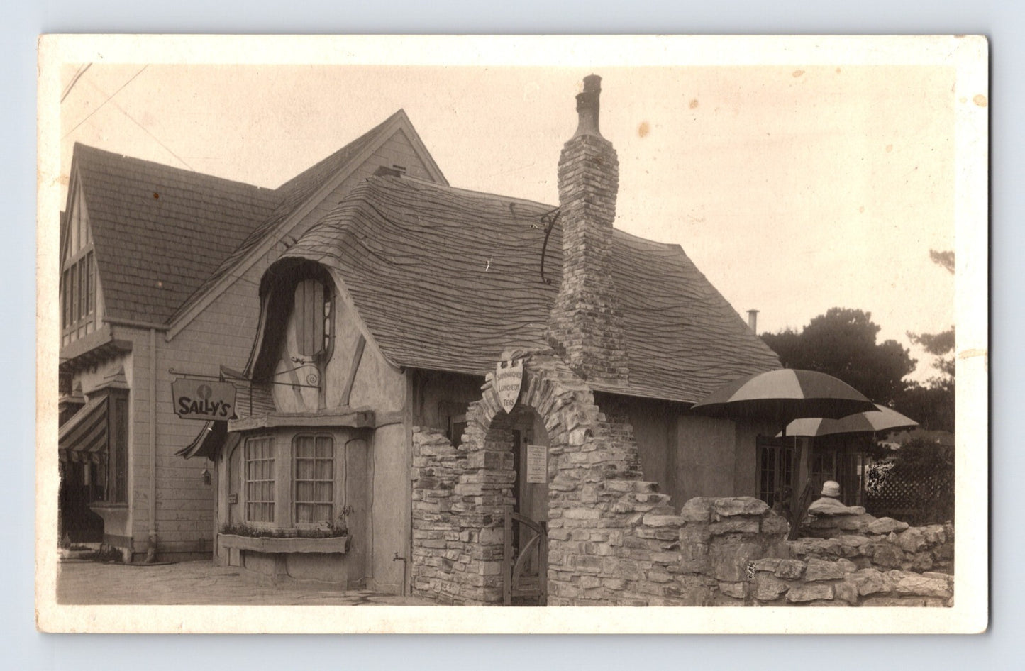 Carmel California Sallys Tuck Box Tea Room 1920s RPPC Postcard Unposted AZO