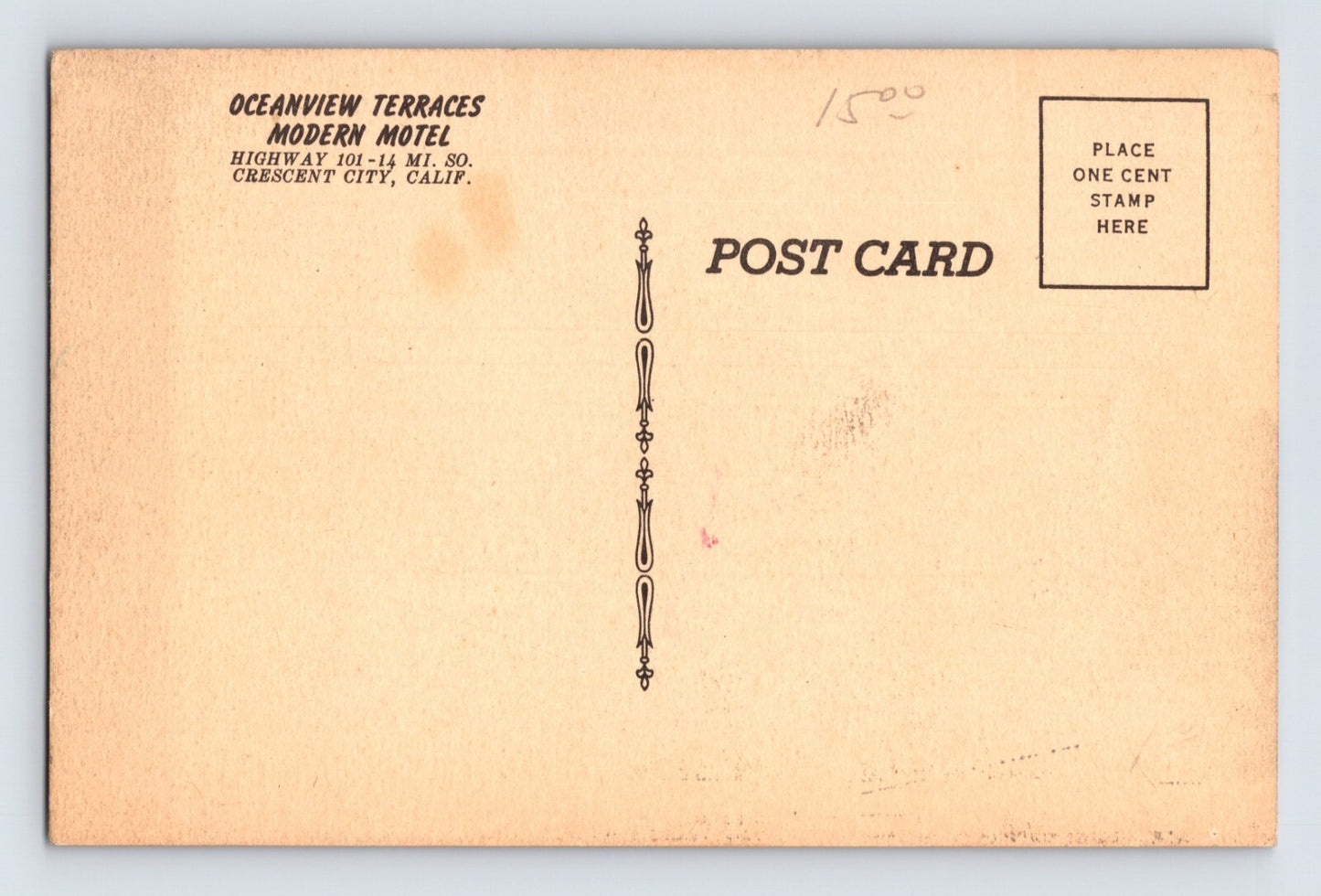 Crescent City California Oceanview Terraces Motel 1940s Postcard Unposted