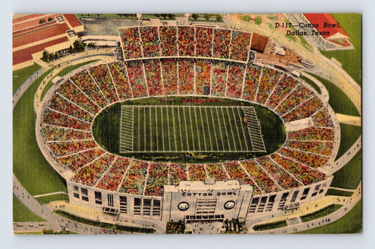 Dallas Texas Cotton Bowl Football Stadium 1940s Postcard Unposted Linen