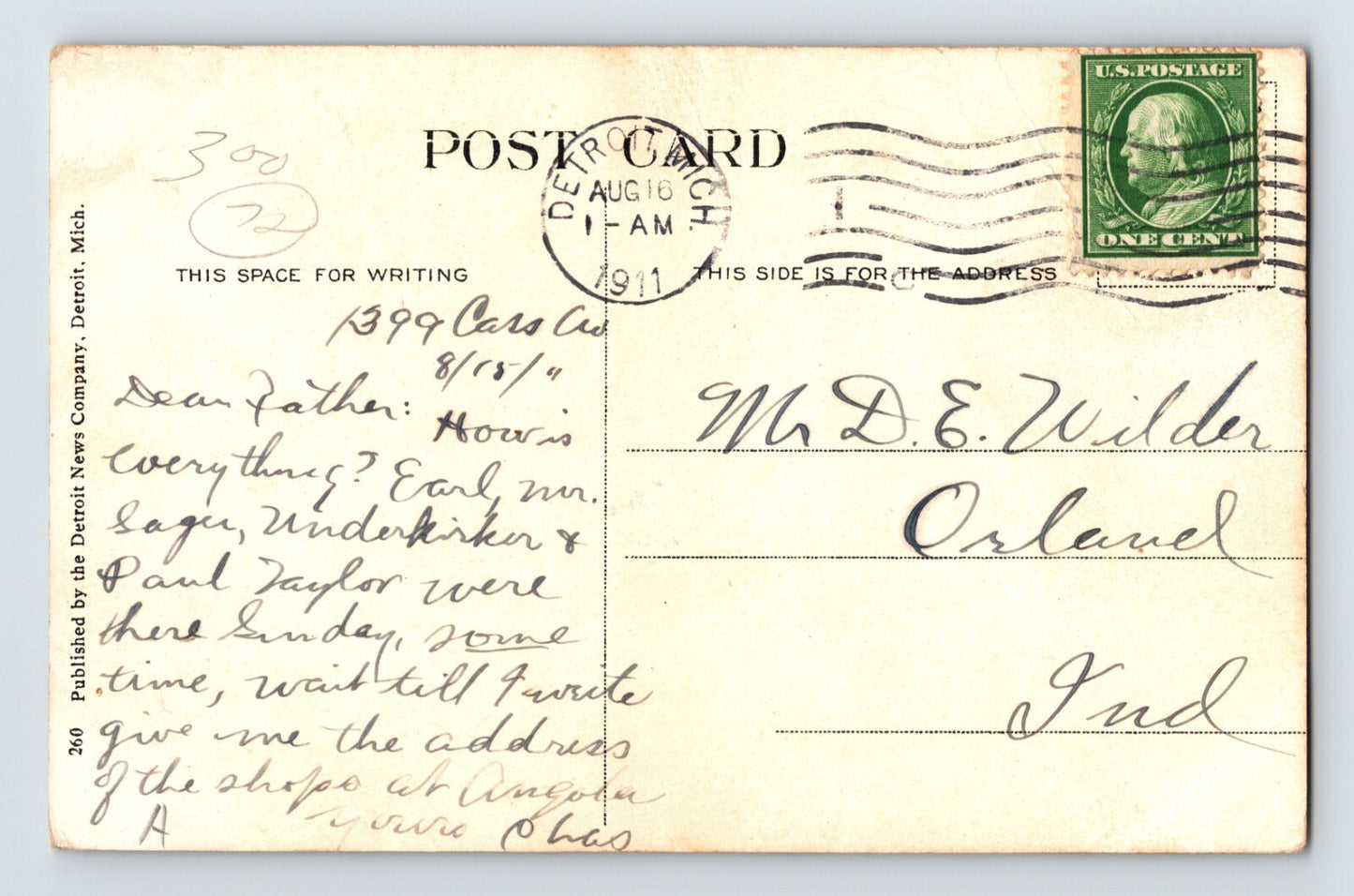 Detroit Michigan New York Central Electric Switcher 1911 Postcard Posted