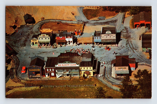 Lake George New York Ghost Town western theme park aerial view 1961 postcard