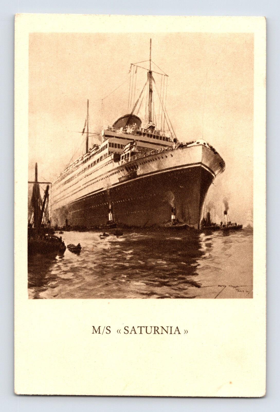 Ship Cosulich Line Trieste MS Saturnia 1930s Postcard Unposted