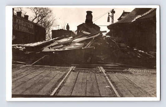 Peru Indiana C&O Railroad Train Station Tornado 1913 RPPC Postcard