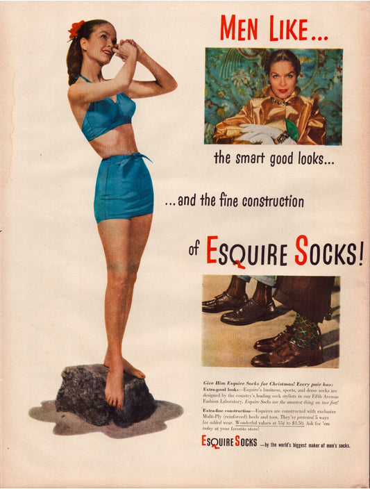 Esquire Socks 1948 Pin Up Fashion Print Ad Full Page - 10.5 x 13.5