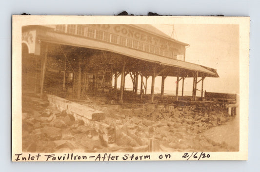 Atlantic City New Jersey Inlet Pavilion After Storm 1920 Photo - 2.75 x 4.25