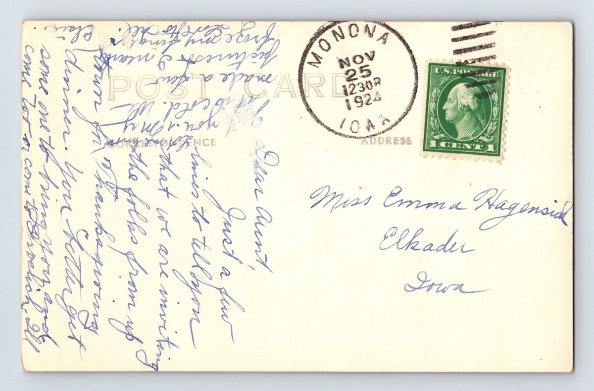 Monona Iowa Haberichter Barn Tornado Damage Elkader 1924 RPPC Postcard Posted
