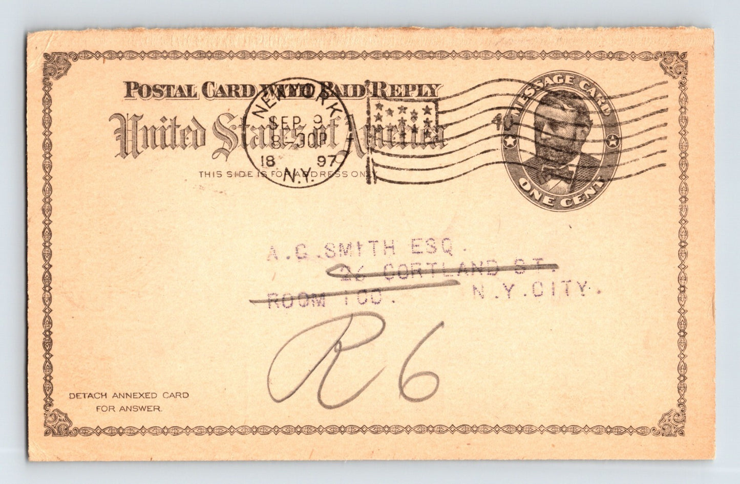 Long Island New York Oyster Bay Club House Dinner 1897 Postcard Posted