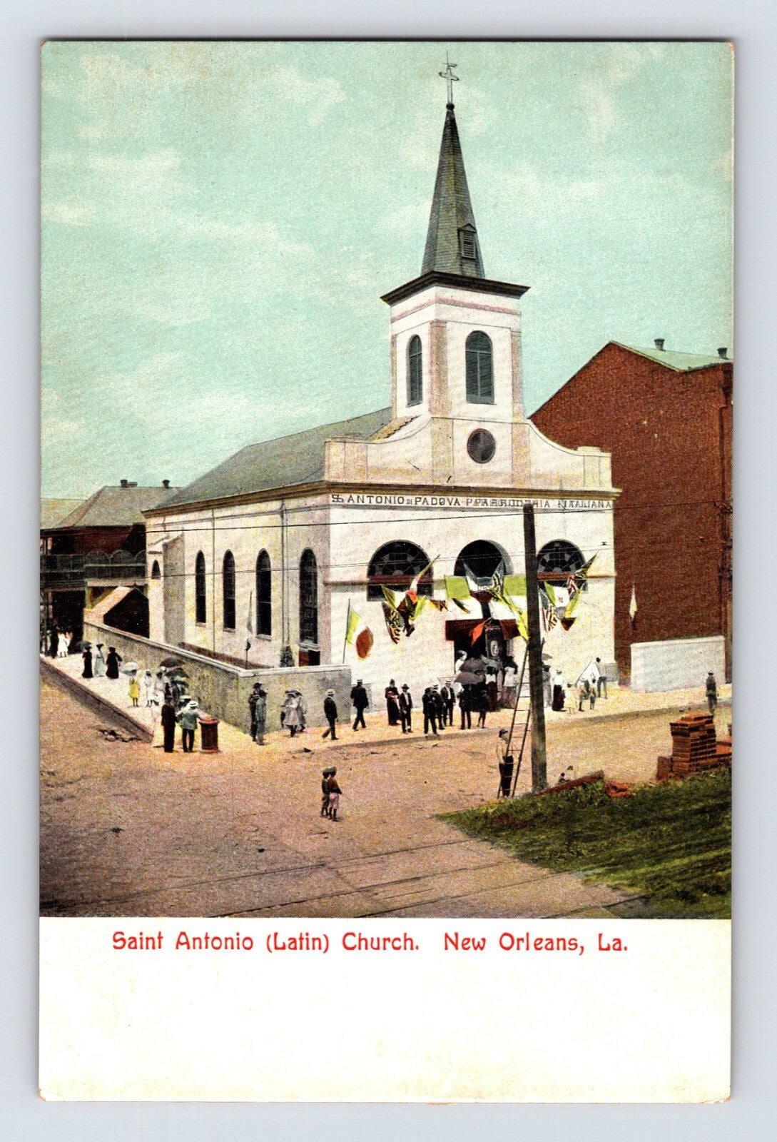 New Orleans Louisiana Saint Antonio Latin Church exterior 1910s unposted divided back postcard