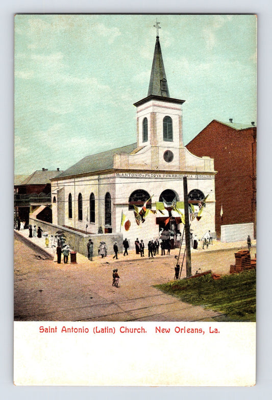 New Orleans Louisiana Saint Antonio Latin Church exterior 1910s unposted divided back postcard