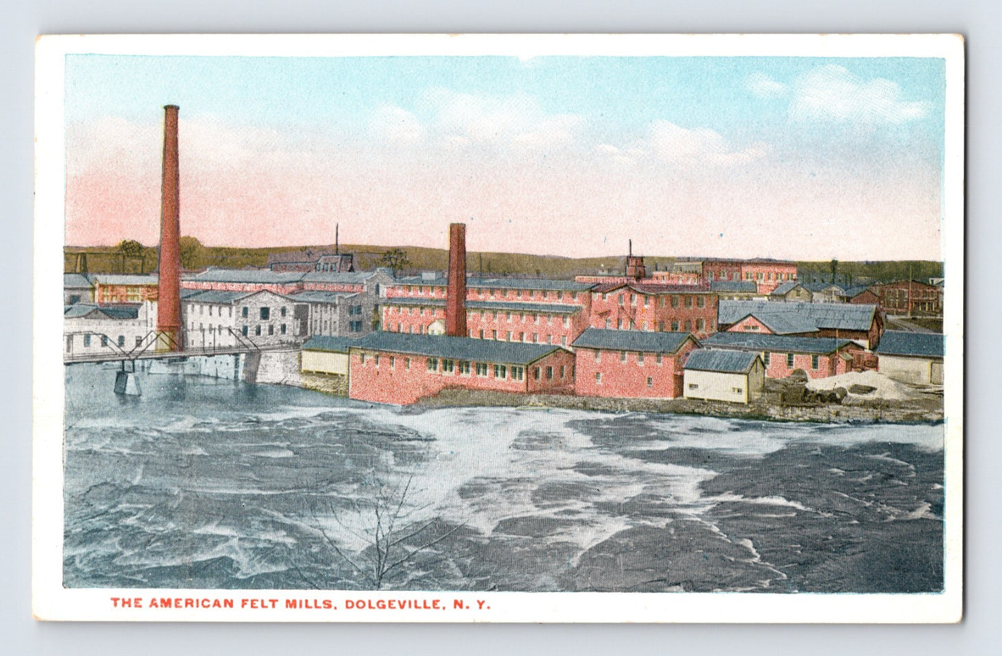 Dolgeville New York American Felt Mill 1930s Postcard Unposted White Border