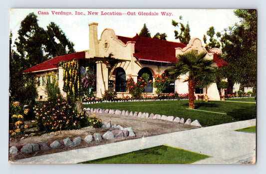 Casa Verdugo restaurant exterior Glendale California 1910s divided back postcard