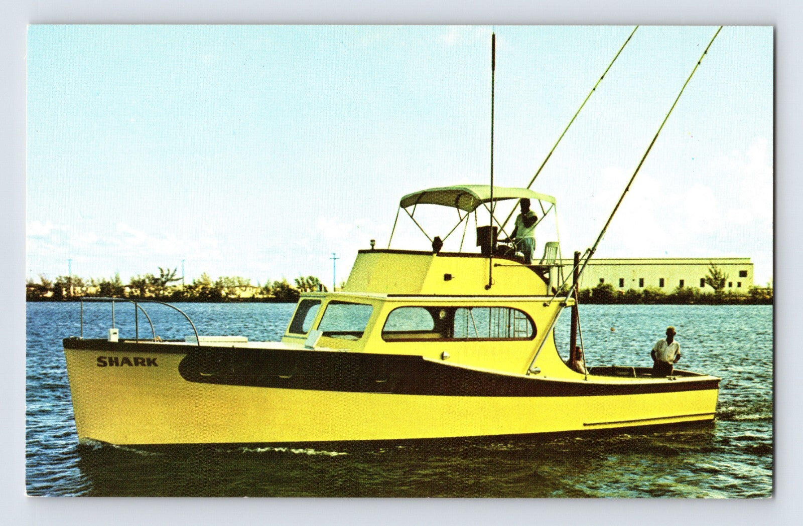 Key West Florida charter fishing boat Shark Joe Russell sportfishing vessel 1960s chrome postcard