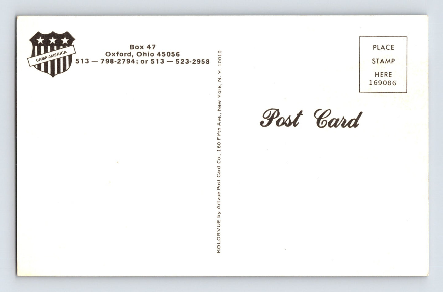 Oxford Ohio Camp America 1960s Postcard Unposted Chrome
