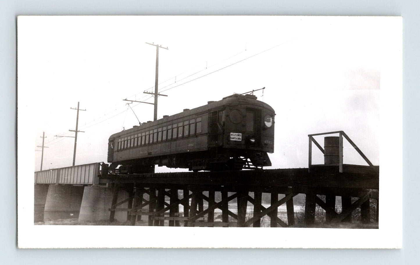 Pacific Electric Railway streetcar trestle bridge California 1930s interurban photo