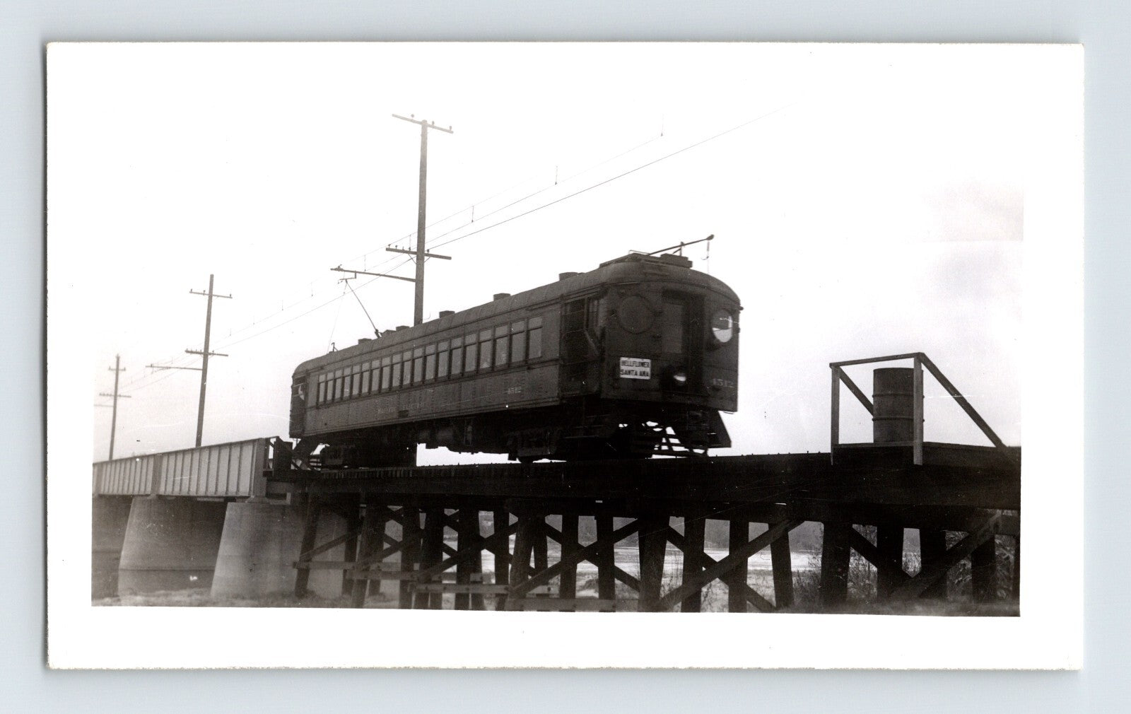 Pacific Electric Railway streetcar trestle bridge California 1930s interurban photo
