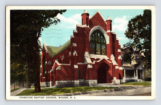 Wilson North Carolina Primitive Baptist Church red brick Gothic Revival building 1926 postcard