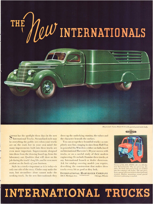International Trucks 1937 Cut Away Full Page Print Ad 10.5 x 13.5