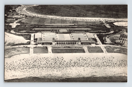 Jones Beach Long Island New York east bathhouse Zachs Bay aerial 1940s postcard showing beach crowds and formal park layout
