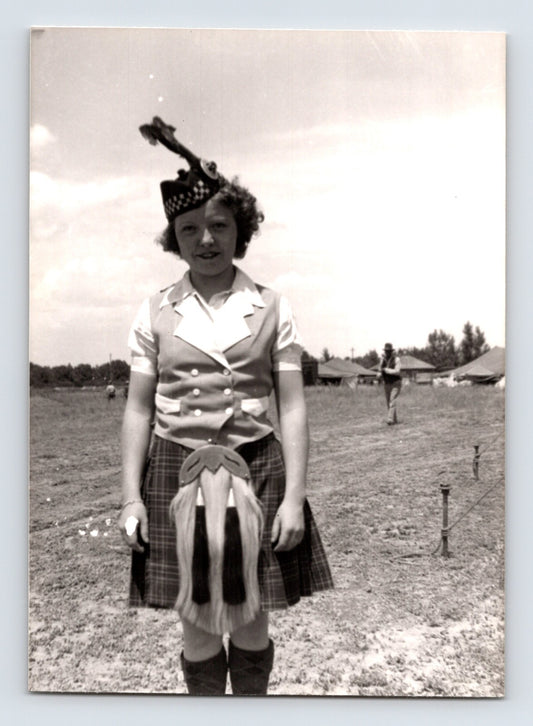 Barnes Sells Floto Circus young performer Scottish costume kilt circus grounds tents 1940s photograph