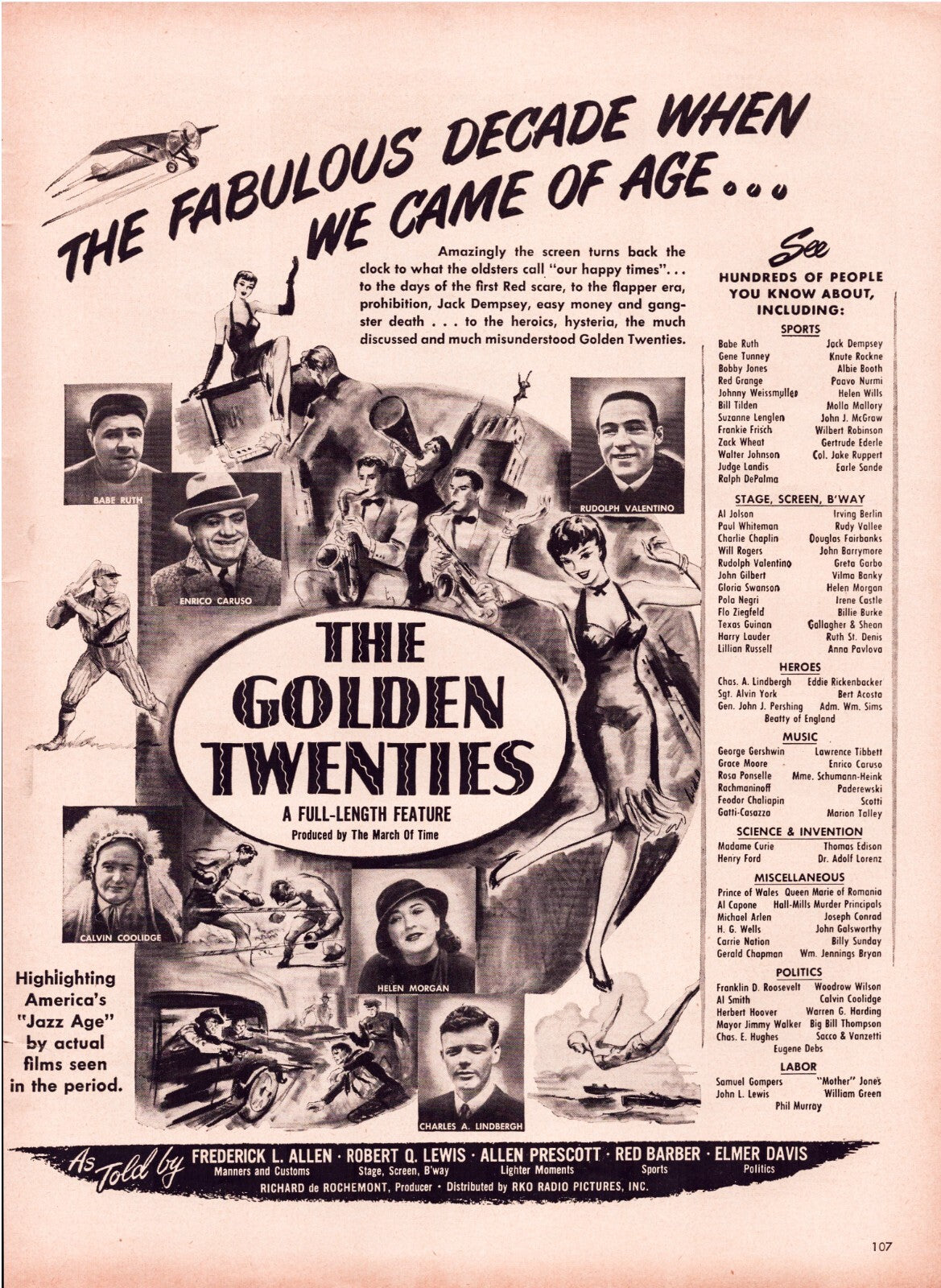 Golden Twenties Film 1950 Print Ad 10.5 x 13.5