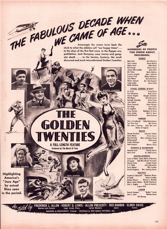 Golden Twenties Film 1950 Print Ad 10.5 x 13.5