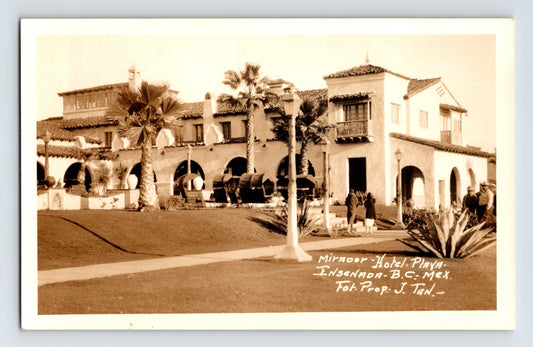 Ensenada Baja California Mexico Mirador Hotel Playa 1930s RPPC Postcardsted
