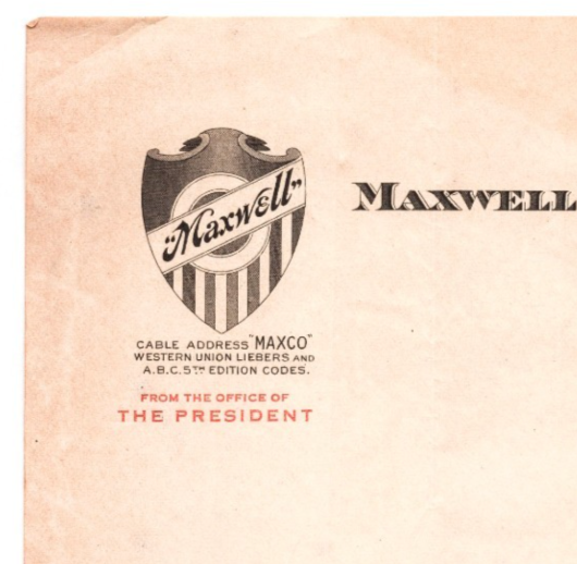 Detroit Michigan Maxwell Automobile Motor Sales 1916 Letterhead 10 x 8.5