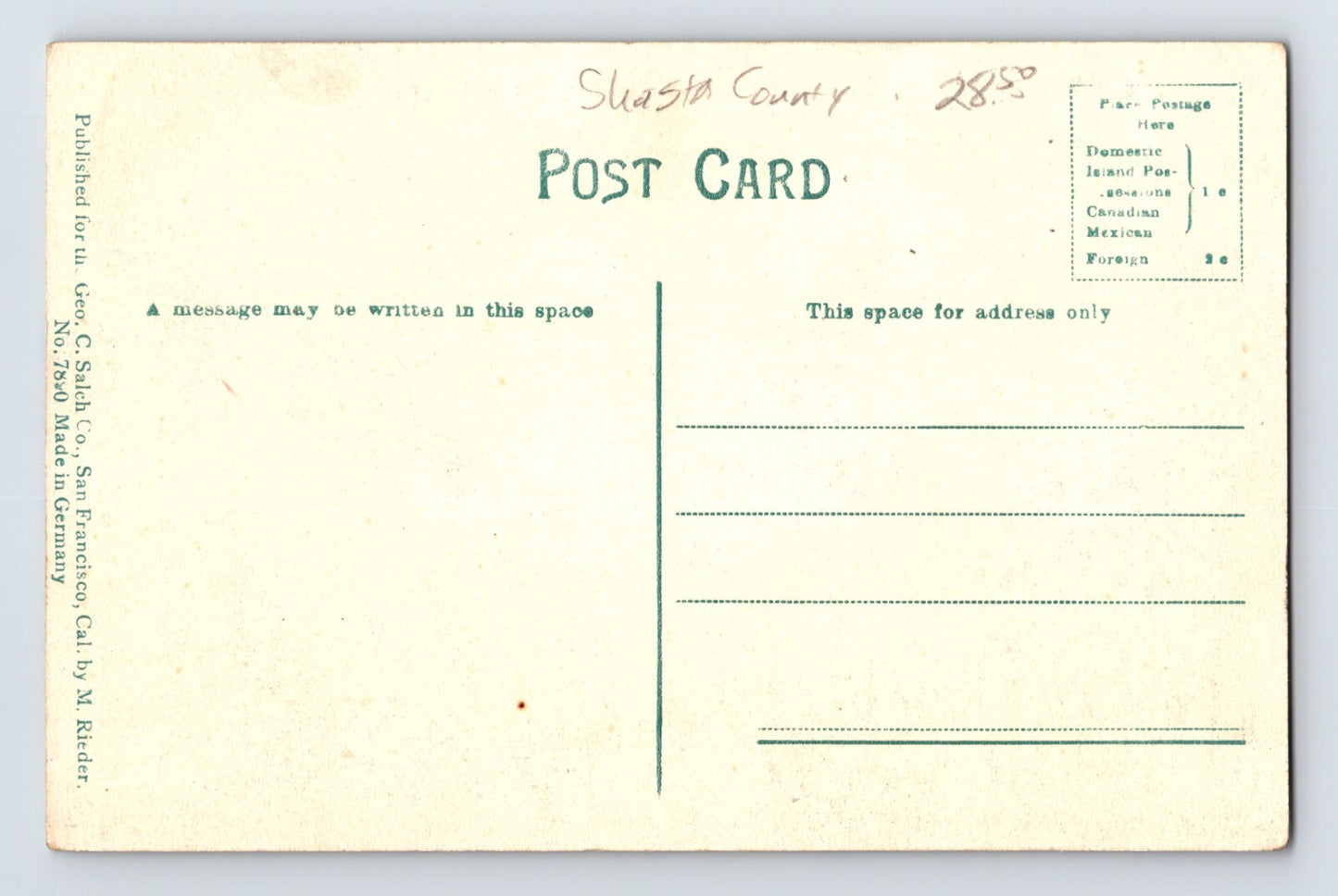 Redding California Downtown Aerial 1910s Postcard Divided Back