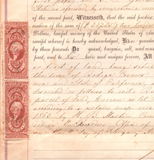 Sonoma County California 1868 Property Deed Title 8 x 13