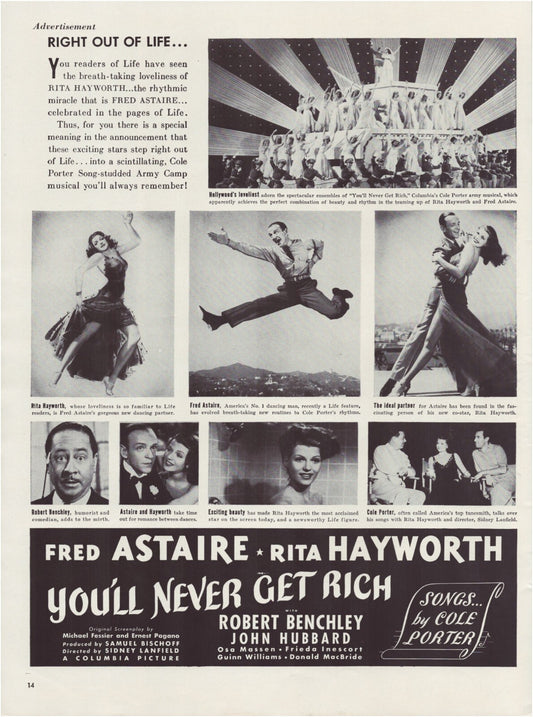Youll Never Get Rich Film 1941 Fred Astaire Rita Hayworth Print Ad 10.5 x 13.5