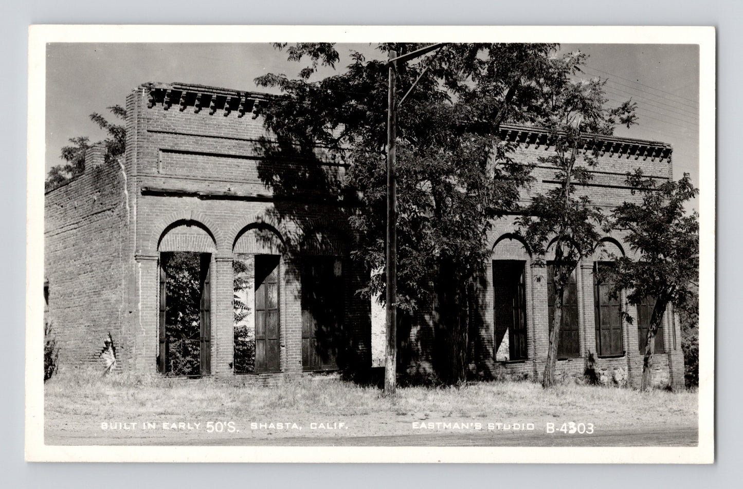 Mount Shasta California old town building ruin 1940s RPPC postcard abandoned structure Eastman Studio