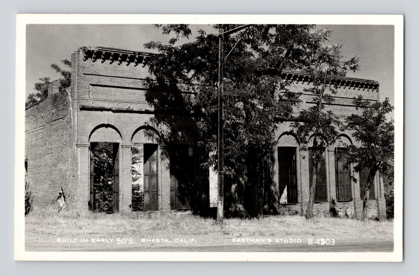 Mount Shasta California old town building ruin 1940s RPPC postcard abandoned structure Eastman Studio