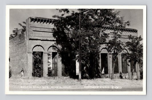 Mount Shasta California old town building ruin 1940s RPPC postcard abandoned structure Eastman Studio