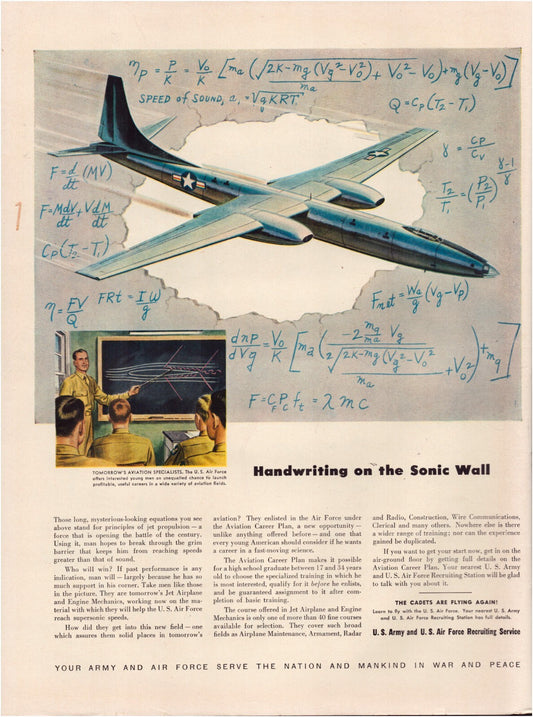United States Army Air Force supersonic jet research aircraft 1948 print advertisement