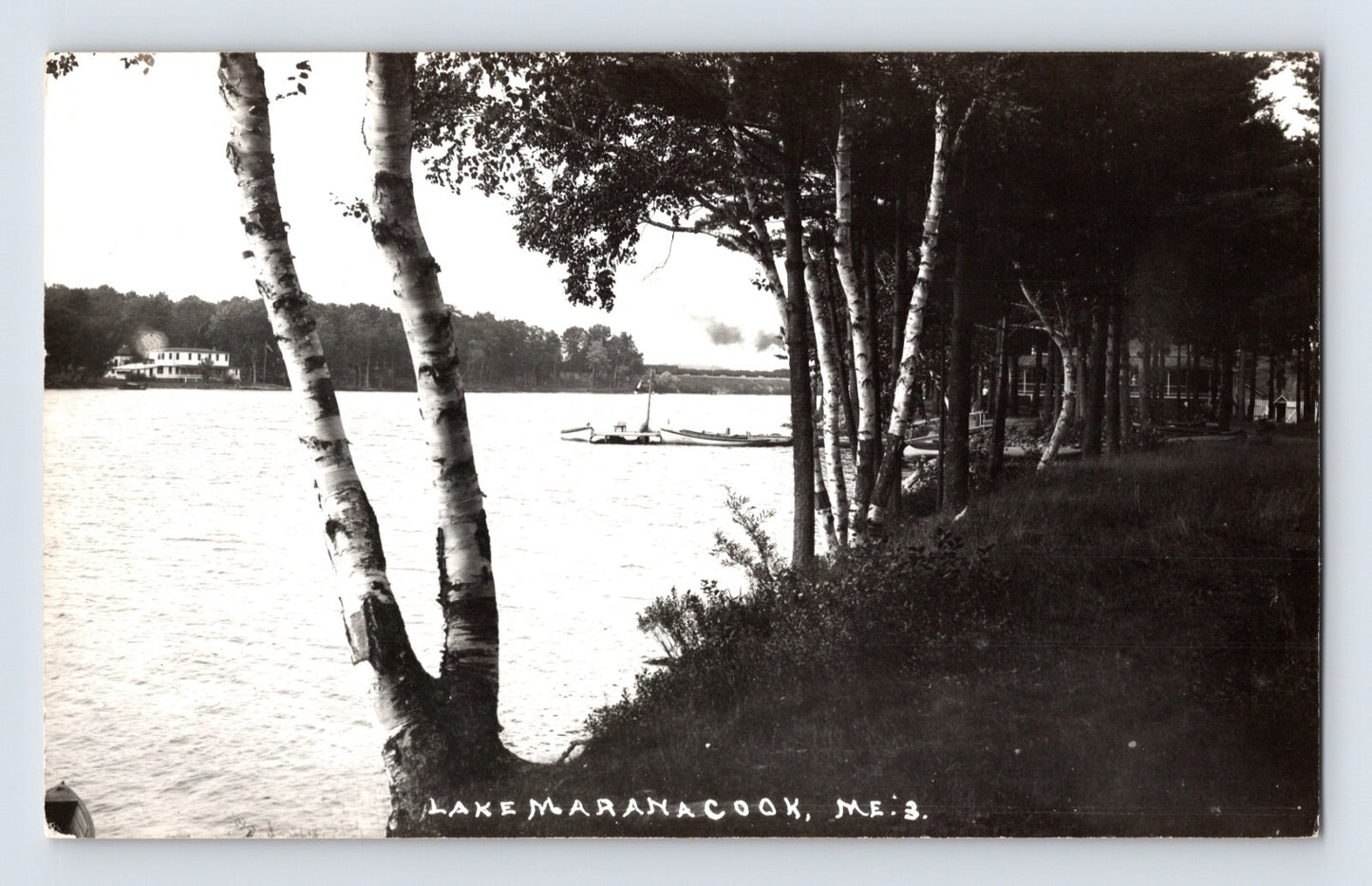 Maranacook Maine Lake Shoreline 1950s RPPC Postcard Unposted