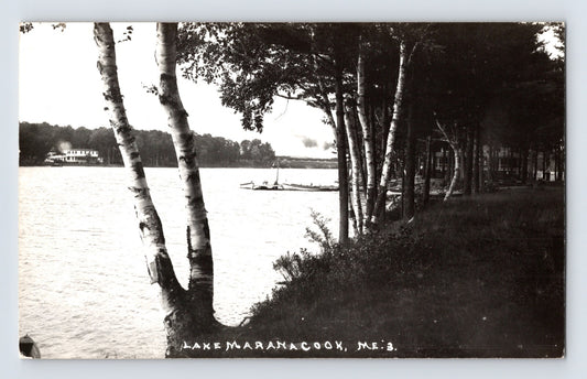 Maranacook Maine Lake Shoreline 1950s RPPC Postcard Unposted