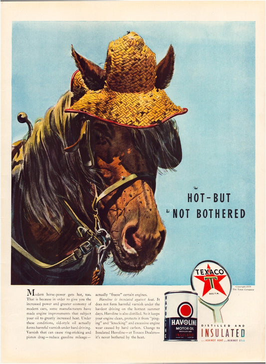 Texaco Havoline Motor Oil 1939 Print Ad Horse Full Page 10.5 x 13.5