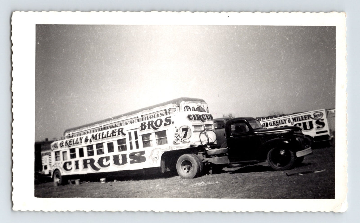 Miller Brothers Circus truck and trailer Hugo Oklahoma 1954 vintage photo