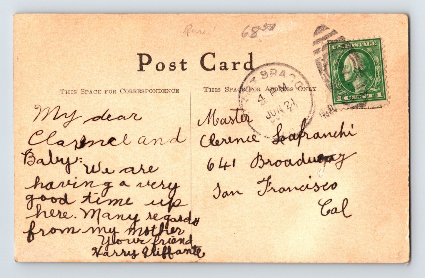 Fort Bragg California Drug Store Interior 1920 Postcard Posted Divided Back