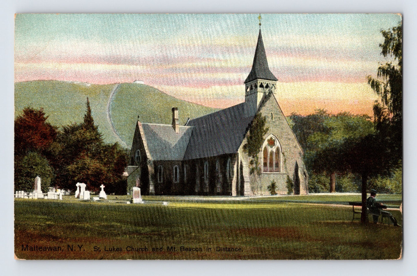 St Luke Church Matteawan New York 1910s divided back postcard with Mount Beacon in distance