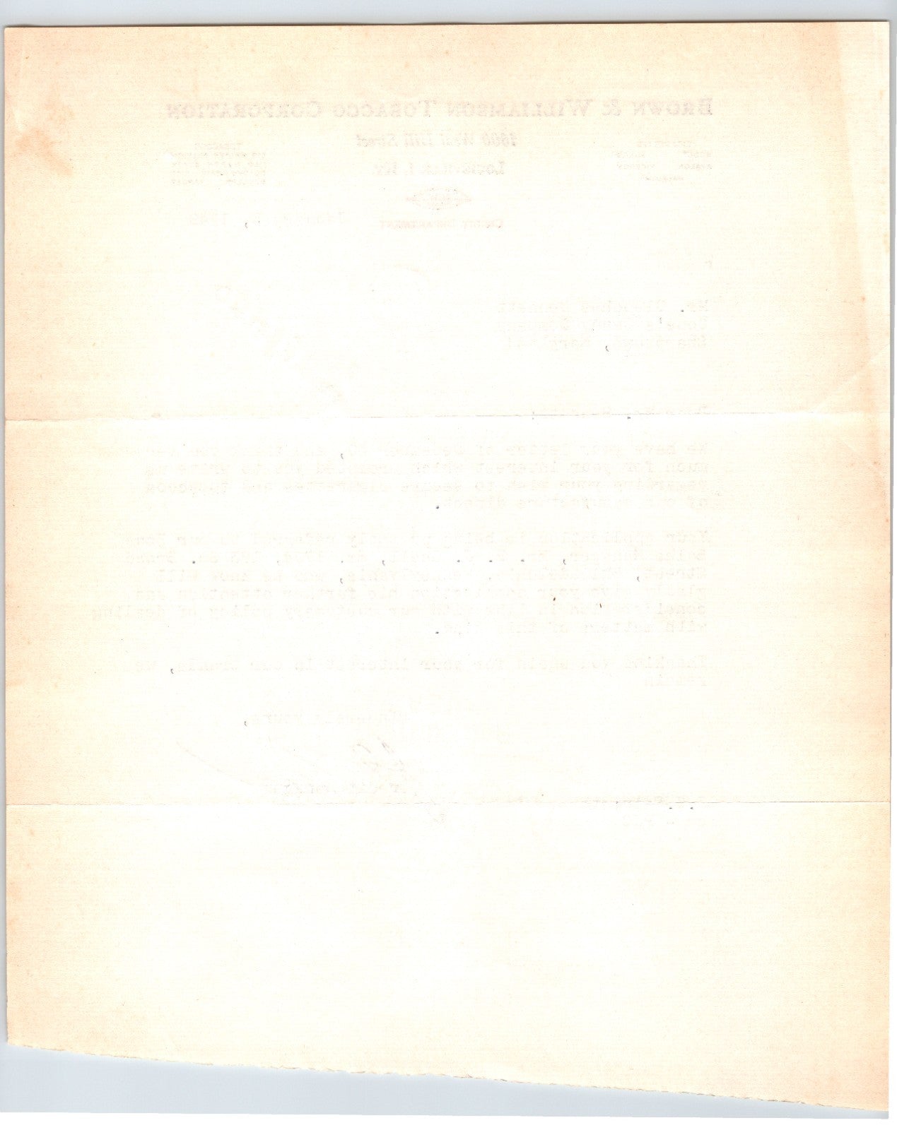 Louisville Kentucky 1949 Brown Williamson Tobacco Letterhead 8.5 x 11