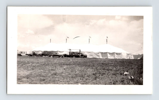 Bell Brothers Circus 1946 big top tent field trucks setup vintage photo 4.5 x 2.5